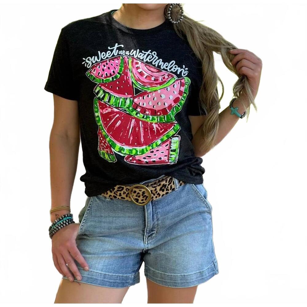 NEW TEXAS TRUE THREADS sweet as a watermelon tee in black